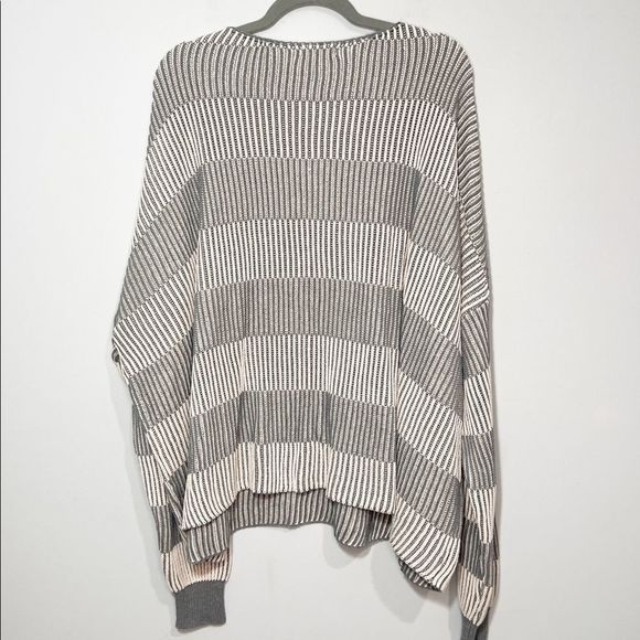 Easel | Boutique Oversized Striped Ribbed Sweater Gray Large - Picture 5 of 14